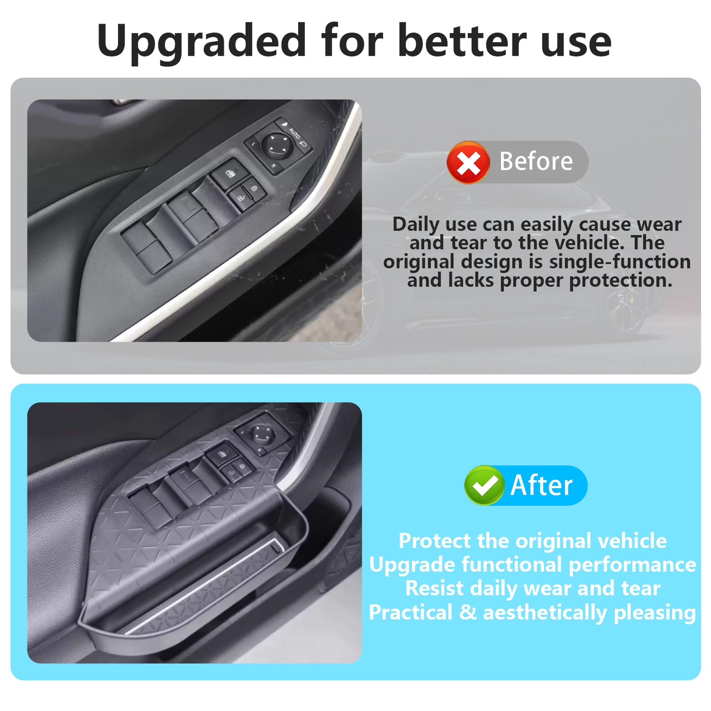 Door Side Storage Organizer Compatible with 2019-2025 RAV4 Accessories, Front & Rear 4PCS Door Handle Insert Organizer Tray, TPE Phone Pockets Fit for RAV-4 Accessories