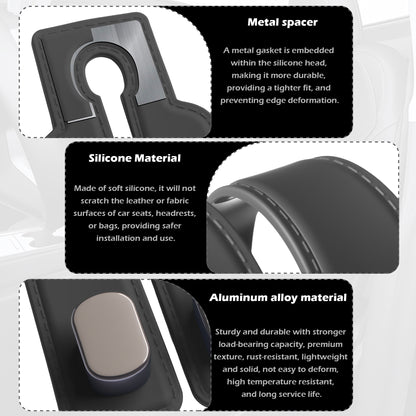 Purse Hook for Car -Universal Premium materials silicone and Aluminum-Magnesium Alloy Double Car Seat Back Storage Hook for Purses, Handbags, Bags (2 Pack) Black