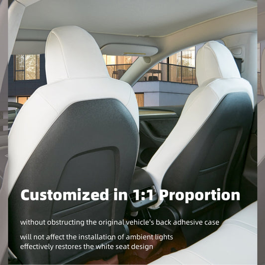 2 Stück beige echtes Leder Autositz Nackenkissen Auto Kopfstütze für Tesla  Auto
