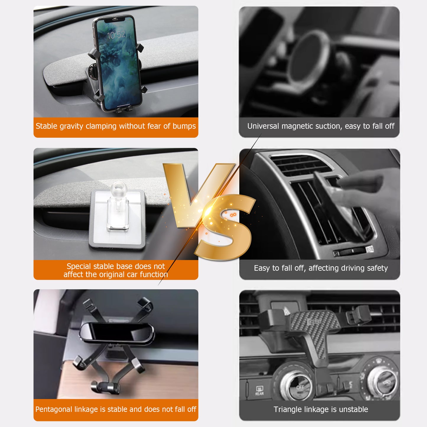 Soporte para teléfono de coche Gravity para modelo 3 Highland, compatible con todos los teléfonos de tamaño 4-7,5 pulgadas, utilizando diseño