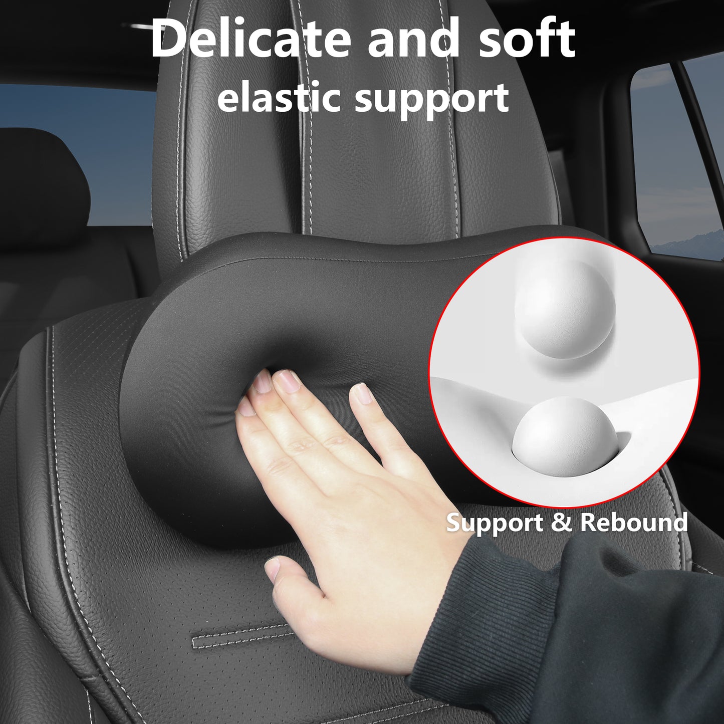 Almohada para reposacabezas de coche para soporte de cuello, almohada de espuma viscoelástica para el cuello del coche, ajuste universal, almohada de viaje para reposacabezas, almohada de coche para aliviar el dolor mientras conduces