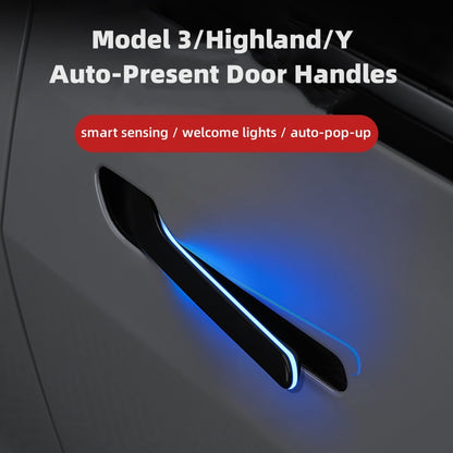 Enhanced Electric Auto-Present Door Handles for Tesla Model 3/Highland/Y with RGB LED (4 Pcs)