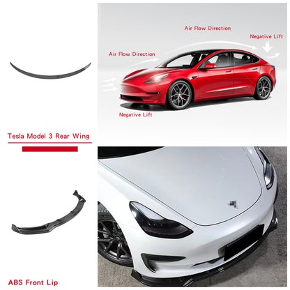 Arcoche Fit Tesla Model 3 Spoiler Wing Performance Rear Trunk Lip Tail Lid  for Tesla 2016-2023 ABS Model 3 Accessories(Matte Carbon Fiber
