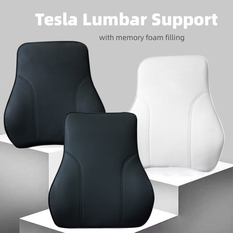 Leather Headrest Car Neck Pillow Memory Foam Ergonomic Design for all Model 3/Y/S/X New Model 3 Highland-Black