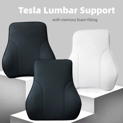 La almohada de cuero para el cuello del automóvil se adapta a todos los modelos Tesla - Blanco