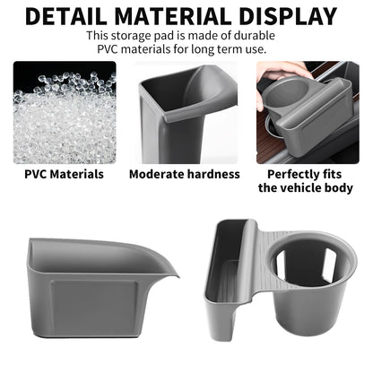 2PCS Cup Holder Storage Box for Toyota Sienna 2021-2026 Gear Shift Insert Organizer Tray Pockets Cup Groove Storage Multifunction Box(Gray)