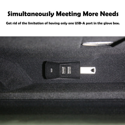 USB Hub for Tesla Glove Box – 4-Port Docking Station Model 3 Highland 2024 2025 Cybertruck, Model Y Juniper 2025 2026 Seamlessly Transfer dashcam footage, Flash-Drive Data, Games and Music