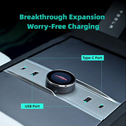 Smart Rotating Gear Shift Dock with USB Hub for Tesla Model 3 Highland