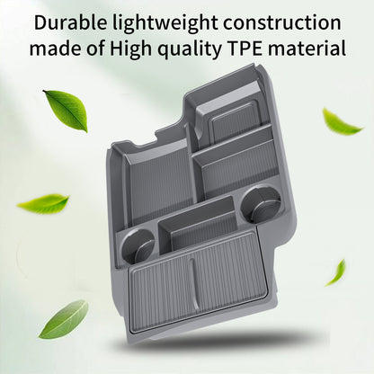 Organizér na středovou konzolu Dolní úložný box s držákem na poháry pro Toyota Sienna 2021-2026 Materiál TPE s originální kresbou dřeva pro interiérové ​​doplňky Sienna, černá