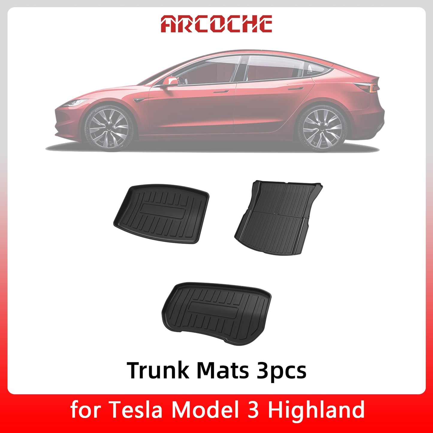 Dyshekë bagazhi të pasmë 3 copë për 2024 Tesla New Model 3 Highland