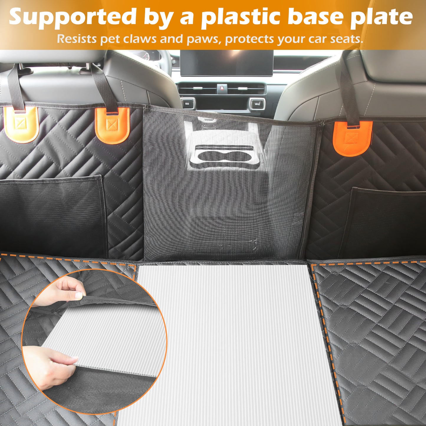 Funda para asiento de coche para perros, hamaca para asiento trasero resistente a desgarros, carga máxima de 195 kg, base rígida, extensor impermeable para mascotas con ventana