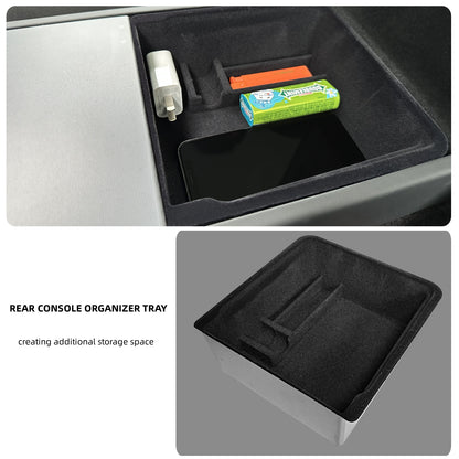 Mittelkonsolen-Organizer-Tablett, beflockt, Autozubehör-Set für Tesla Model 3 Highland