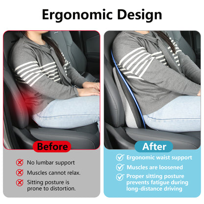 Cojín de asiento de coche, cojines de cuña 2 en 1 o soporte lumbar para conducir, cojín de asiento de espuma viscoelástica extra grande para aliviar el dolor de ciática, cojín de asiento del conductor para coche camión