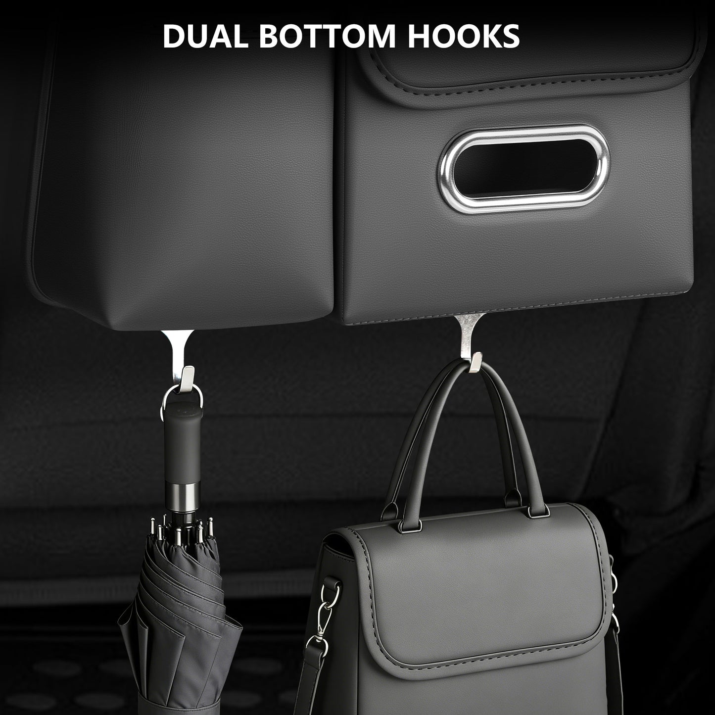 Car Organizer Back Seat, Car Water Cup travel tissue holder Organization Universal car seat back storage sedan SUV compatible vehicle interior accessories Hand-sewn car leather storage bag