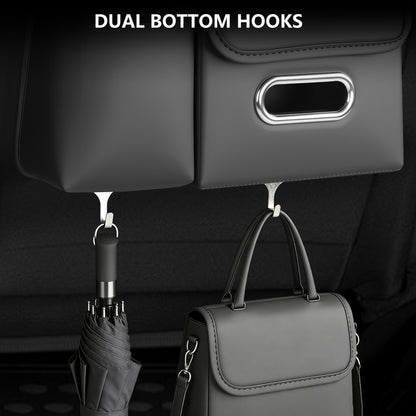 Car Organizer Back Seat, Car Water Cup travel tissue holder Organization Universal car seat back storage sedan SUV compatible vehicle interior accessories Hand-sewn car leather storage bag