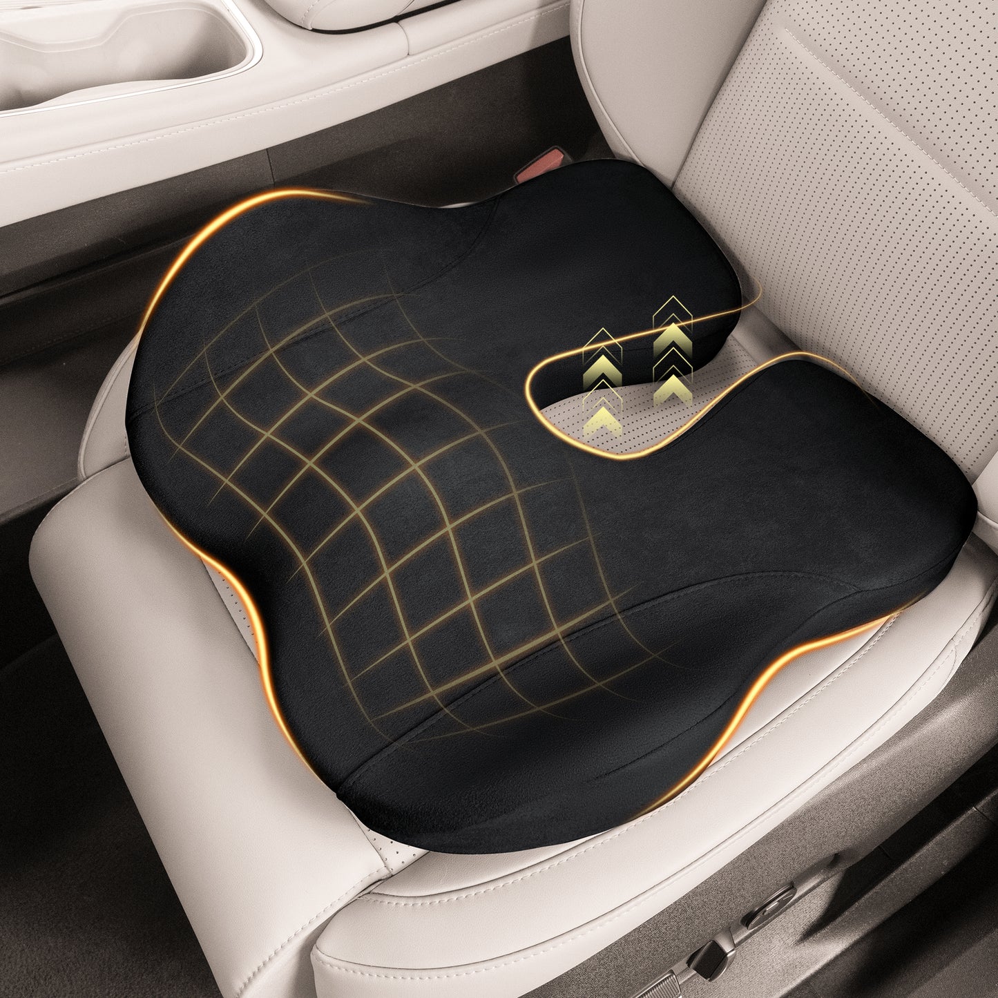 Car Seat Cushion,Office Chair Cushion Memory Foam Non-Slip Cushion Relief Chair Pad Ergonomic Cushion for Tailbone Pain Relief, Sciatica Support, Improved Posture While Sitting