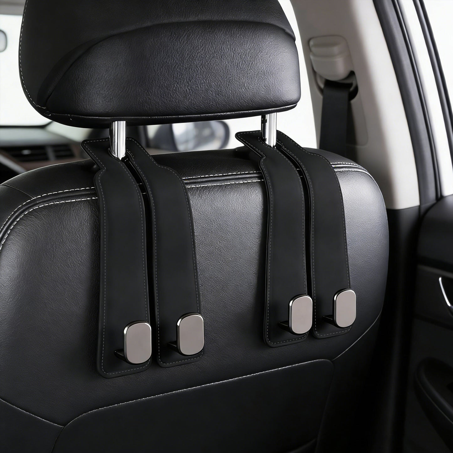 Purse Hook for Car -Universal Premium materials silicone and Aluminum-Magnesium Alloy Double Car Seat Back Storage Hook for Purses, Handbags, Bags (2 Pack) Black