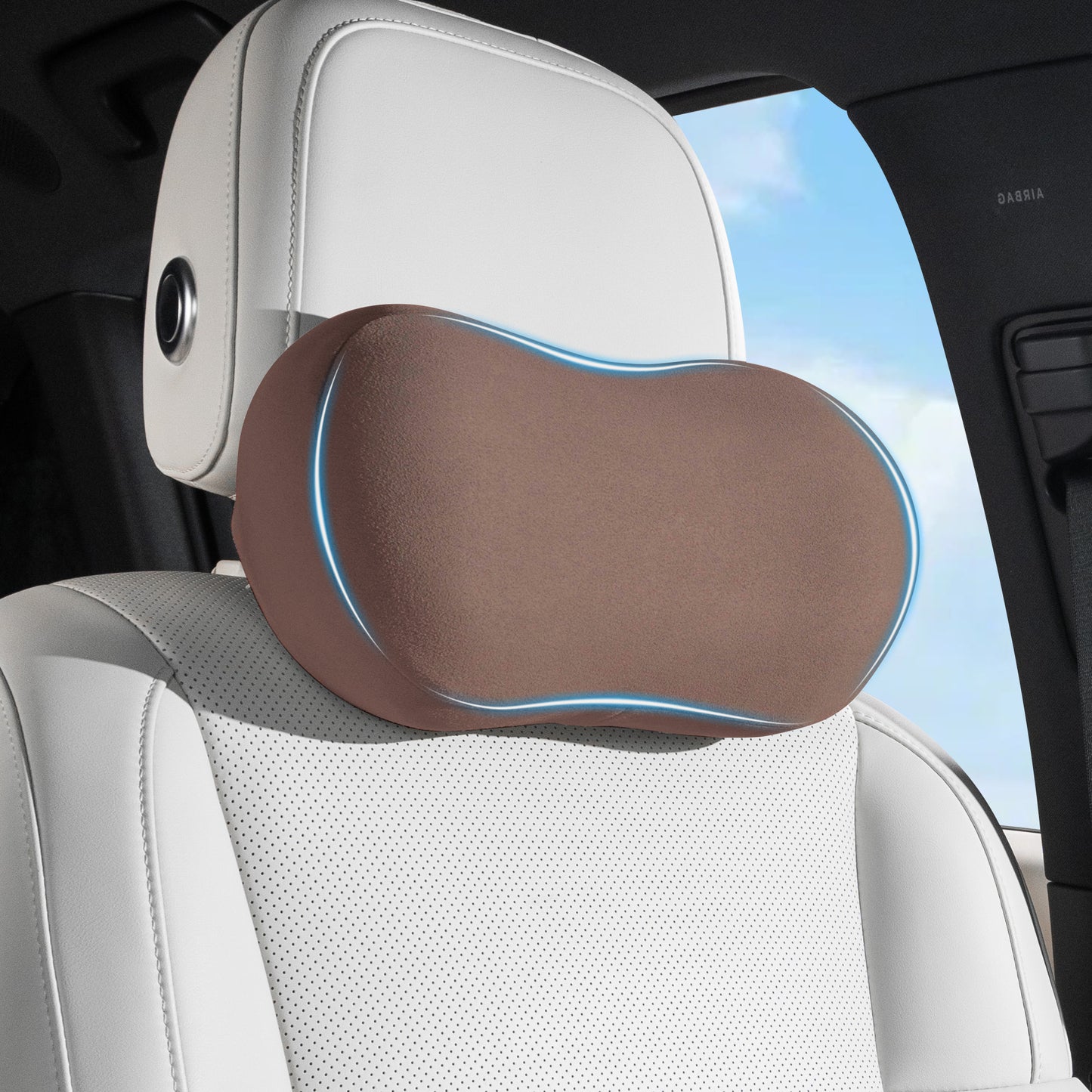 Car Neck Pillow Ergonomic Design Memory Foam Softness Car Headrest Pillow for Neck Support Cushion for Driving, Universal Fit Head Rest Travel Pillow, Fits All Vehicles