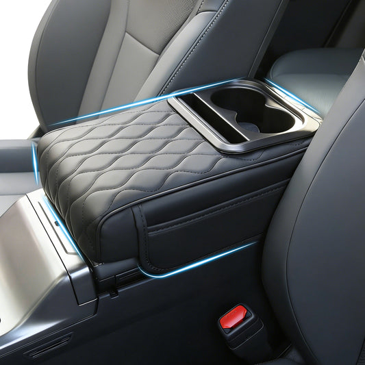 Upgraded Heightening Cup Holder Car Center Console Cover, Leather Car Armrest Cover Cushion with 2 Storage Bags,Car Armrest Storage Box Interior Accessories for Most Vehicles