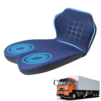 Memory Foam Truck Seat Cushion & Lumbar Support Set – Ergonomic U-Shape Tailbone Relief + L-Shape Back Cushion for Long-Haul Semi/Pickup Drivers Breathathable Cover Non-Slip Bottom