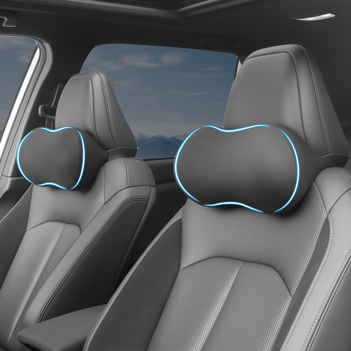 Almohada para reposacabezas de coche para soporte de cuello, almohada de espuma viscoelástica para el cuello del coche, ajuste universal, almohada de viaje para reposacabezas, almohada de coche para aliviar el dolor mientras conduces