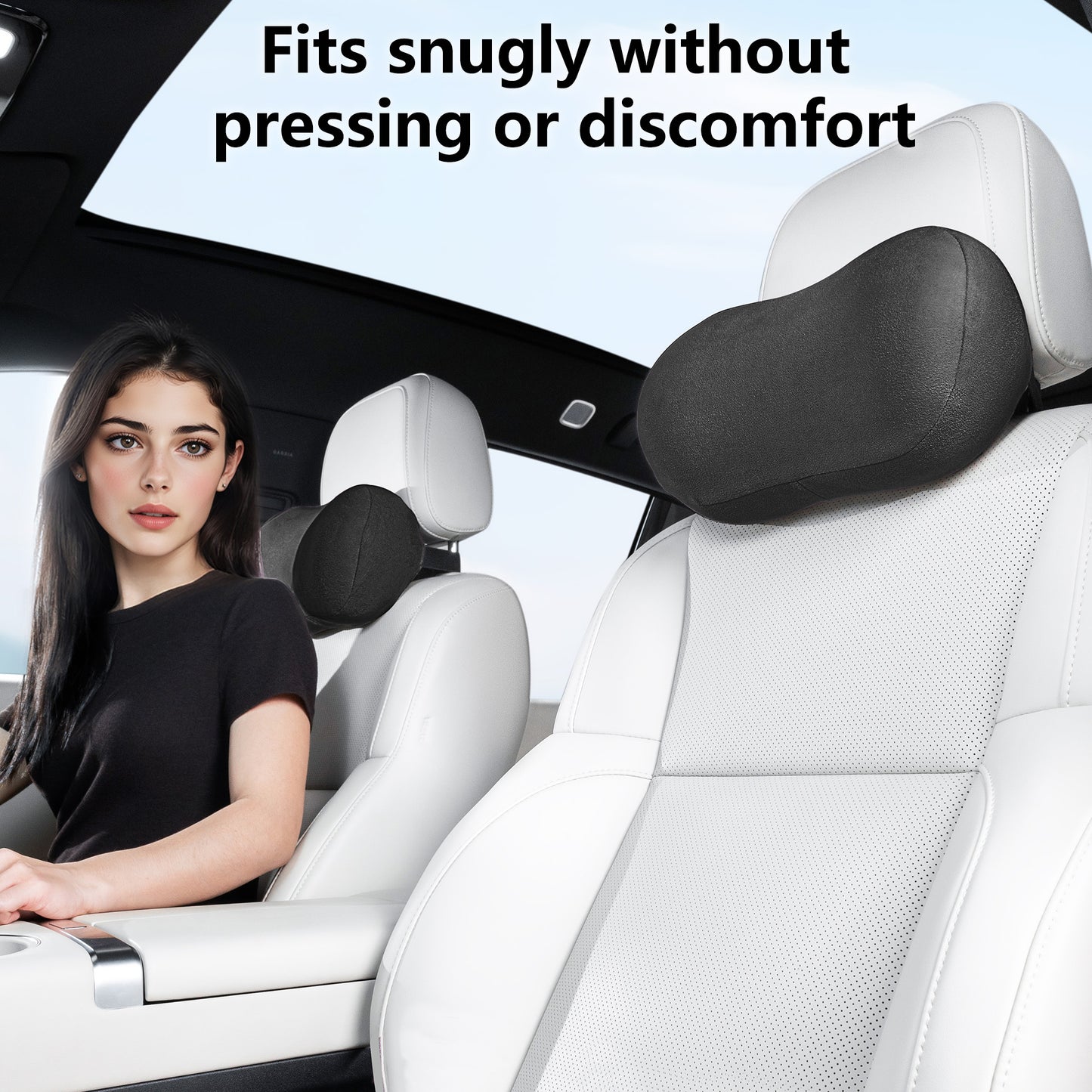 Car Neck Pillow Ergonomic Design Memory Foam Softness Car Headrest Pillow for Neck Support Cushion for Driving, Universal Fit Head Rest Travel Pillow, Fits All Vehicles