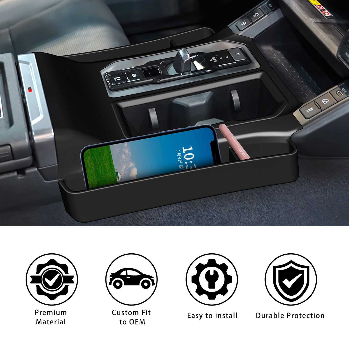 Gear Shift Panel Trim for Toyota RAV4 2026 Accessories Central Control Cover Compatible with XLE/LE/GR Sport/Wooland Silicone Gear Shift Cover with Organizer