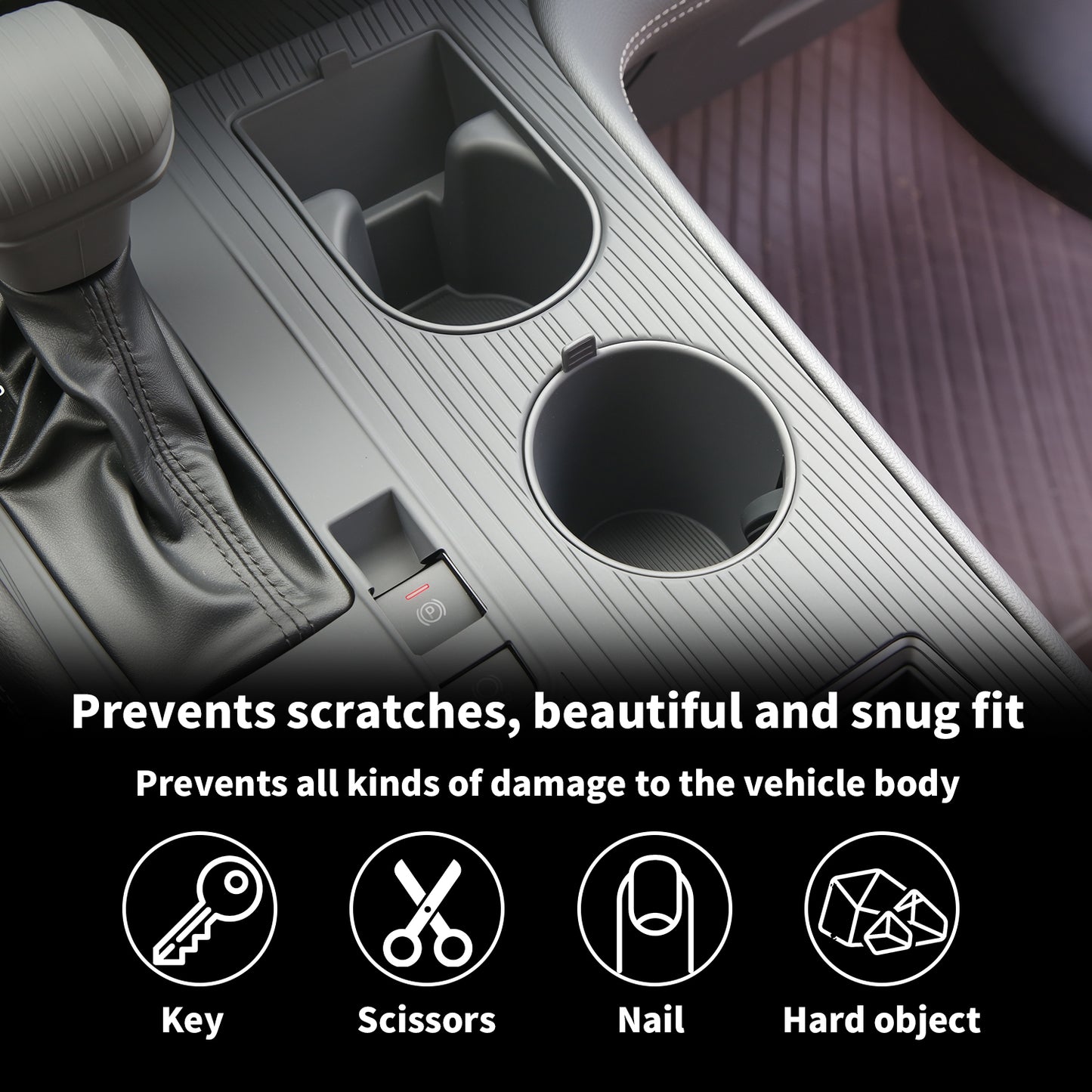 2PCS Center Console Cup Holder Insert for Sienna 2021 2022 2023 2024 2025,2025 Upgraded Organizer TPE Cup Holder for Sienna Interior Accessories