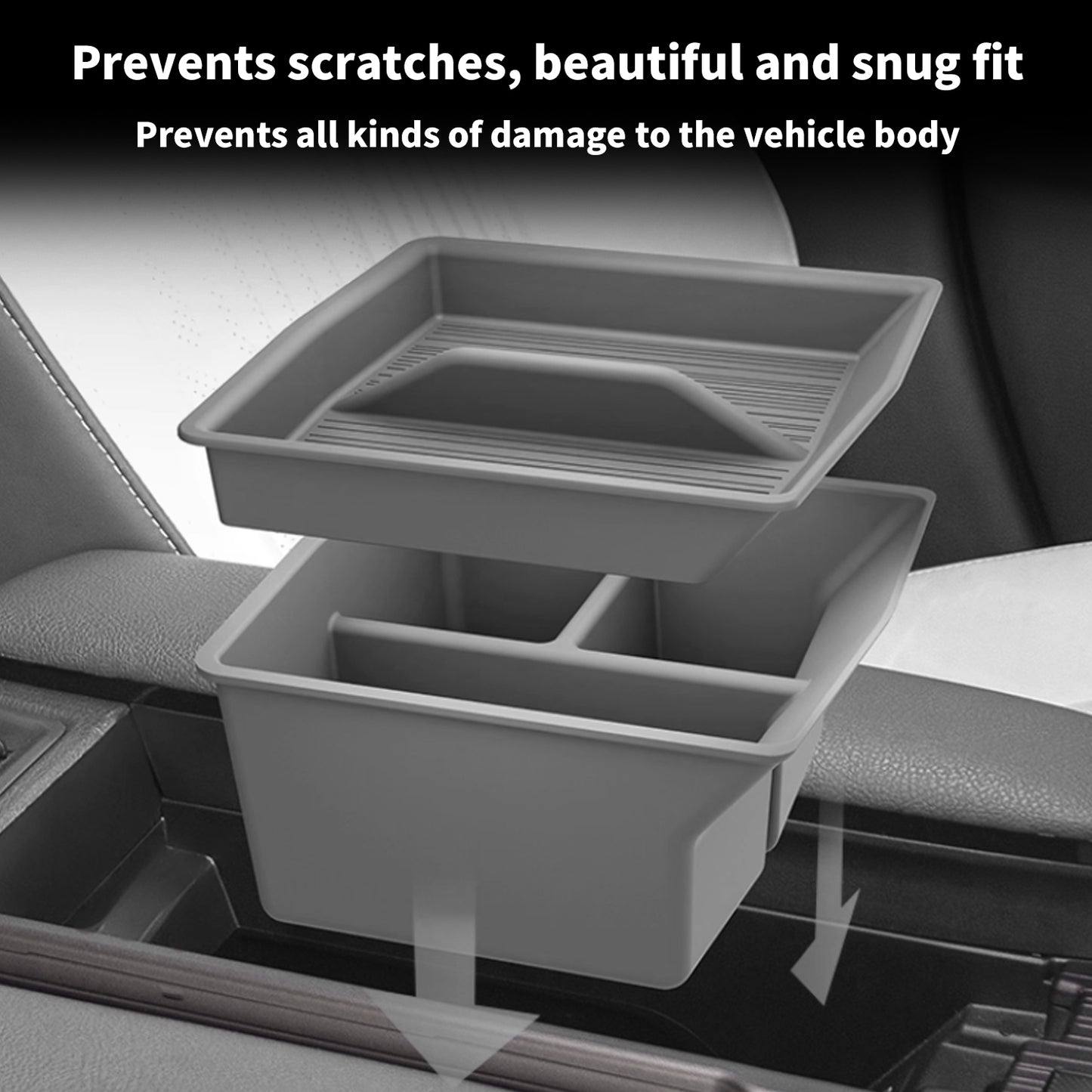 Center Console Organizer for Toyota Sienna 2021-2026 Armrest Box Secondary Tray Storage Silicone Armrest Box Insert Organizer (Gray)