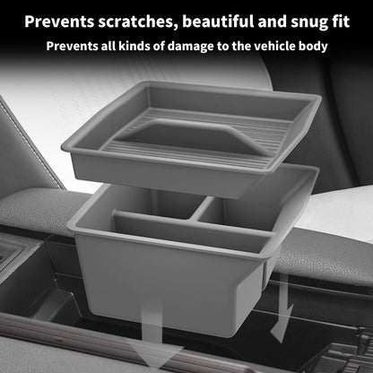 Center Console Organizer for Toyota Sienna 2021-2026 Armrest Box Secondary Tray Storage Silicone Armrest Box Insert Organizer (Gray)