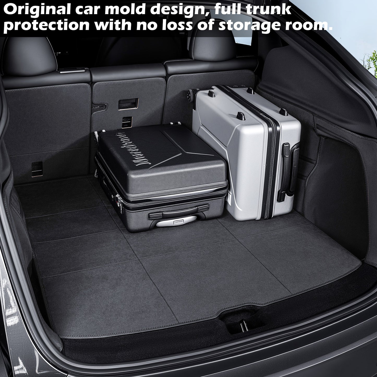 Cargo Liner pro Tesla Model Y Juniper 2025 2026 Rohož do kufru do každého počasí s chrániči zádové opěrky pro Příslušenství Model Y 5 sedadel Ochranné podložky na zadní sedadla proti poškrábání Černá