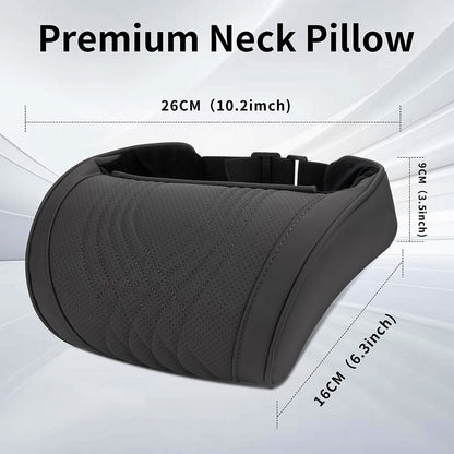 Universal Leather Headrest Lumbar Support Breathable Memory Foam Neck Pillow for Most Cars Home Office