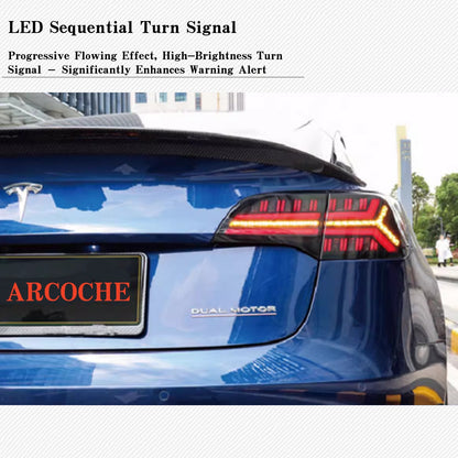 Stylish Fish Bone LED Taillights For Tesla Model 3/Y