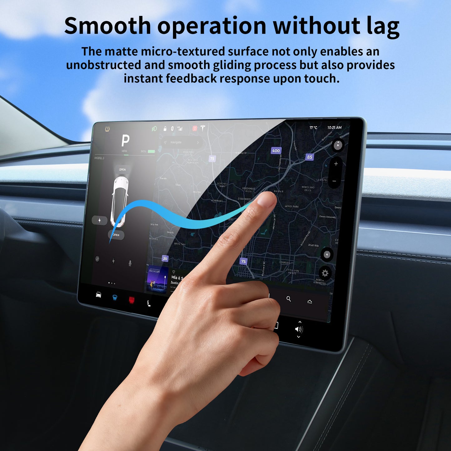 Matte Screen Protector Anti-glare, Anti-fingerprint for Model 3 (2024~2026)/Model Y Juniper Accessories