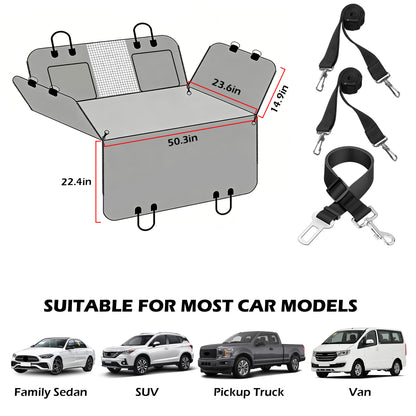 Funda para asiento de coche para perros, hamaca para asiento trasero resistente a desgarros, carga máxima de 195 kg, base rígida, extensor impermeable para mascotas con ventana