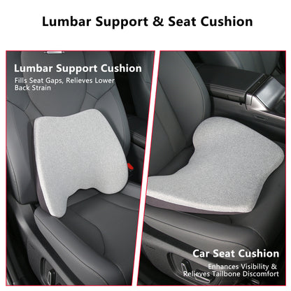 Cojín de asiento de coche, cojines de cuña 2 en 1 o soporte lumbar para conducir, cojín de asiento de espuma viscoelástica extra grande para aliviar el dolor de ciática, cojín de asiento del conductor para coche camión