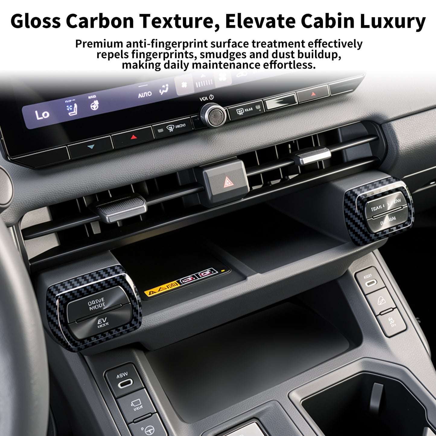 pour Toyota RAV4 2026 Accessoires Intérieur Console Centrale Climatiseur Bouton de Commutation Garniture Centrale Climatisation Couverture Décoration - Fibre de Carbone Brillante
