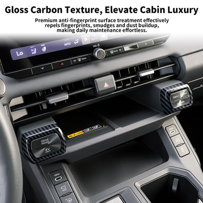 pour Toyota RAV4 2026 Accessoires Intérieur Console Centrale Climatiseur Bouton de Commutation Garniture Centrale Climatisation Couverture Décoration - Fibre de Carbone Brillante