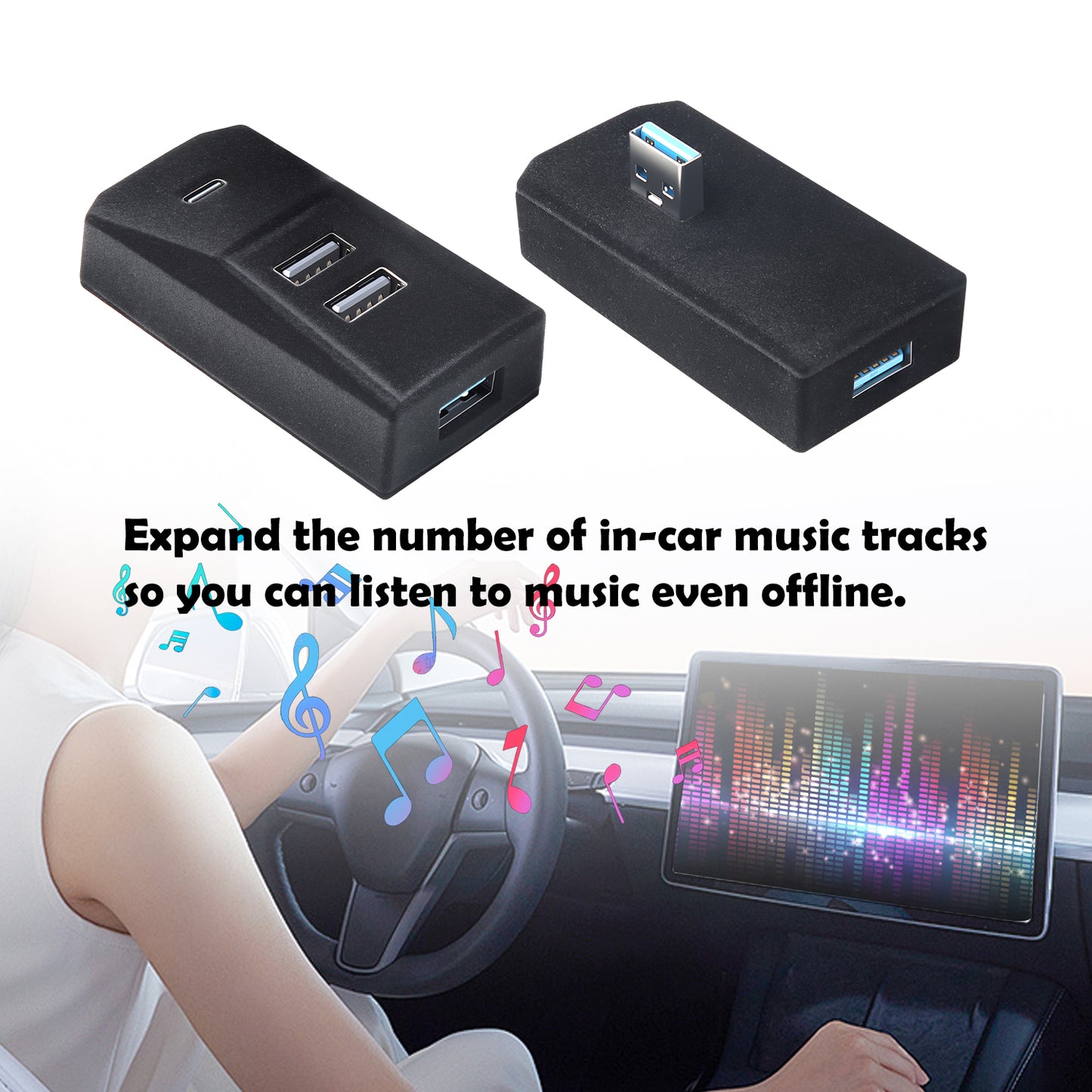 USB Hub for Tesla Glove Box – 4-Port Docking Station Model 3 Highland 2024 2025 Cybertruck, Model Y Juniper 2025 2026 Seamlessly Transfer dashcam footage, Flash-Drive Data, Games and Music