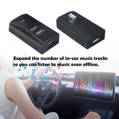 USB Hub for Tesla Glove Box – 4-Port Docking Station Model 3 Highland 2024 2025 Cybertruck, Model Y Juniper 2025 2026 Seamlessly Transfer dashcam footage, Flash-Drive Data, Games and Music