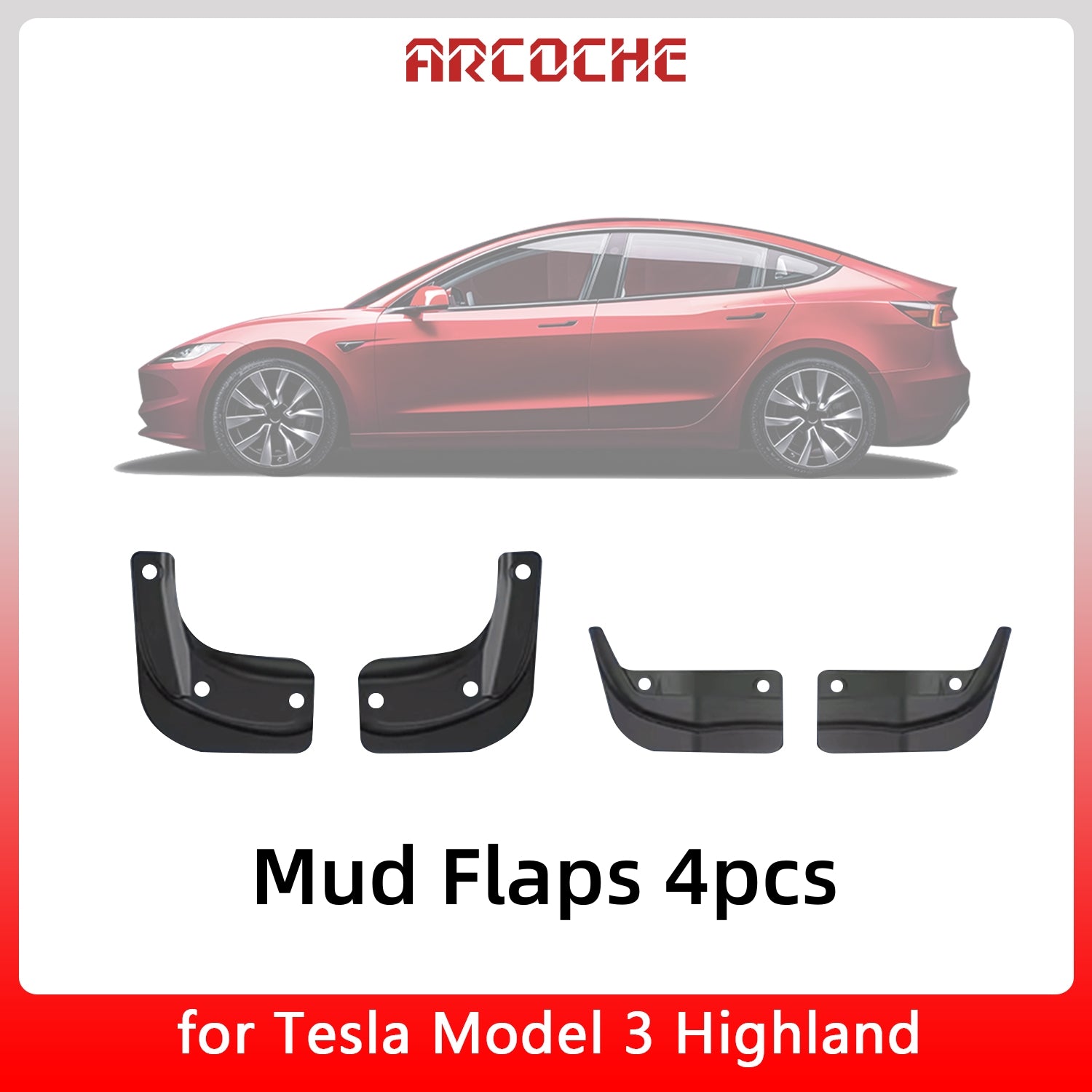 Mud Flaps 4pcs Set pour 2024 Tesla Model 3 Highland Accessoires – Arcoche