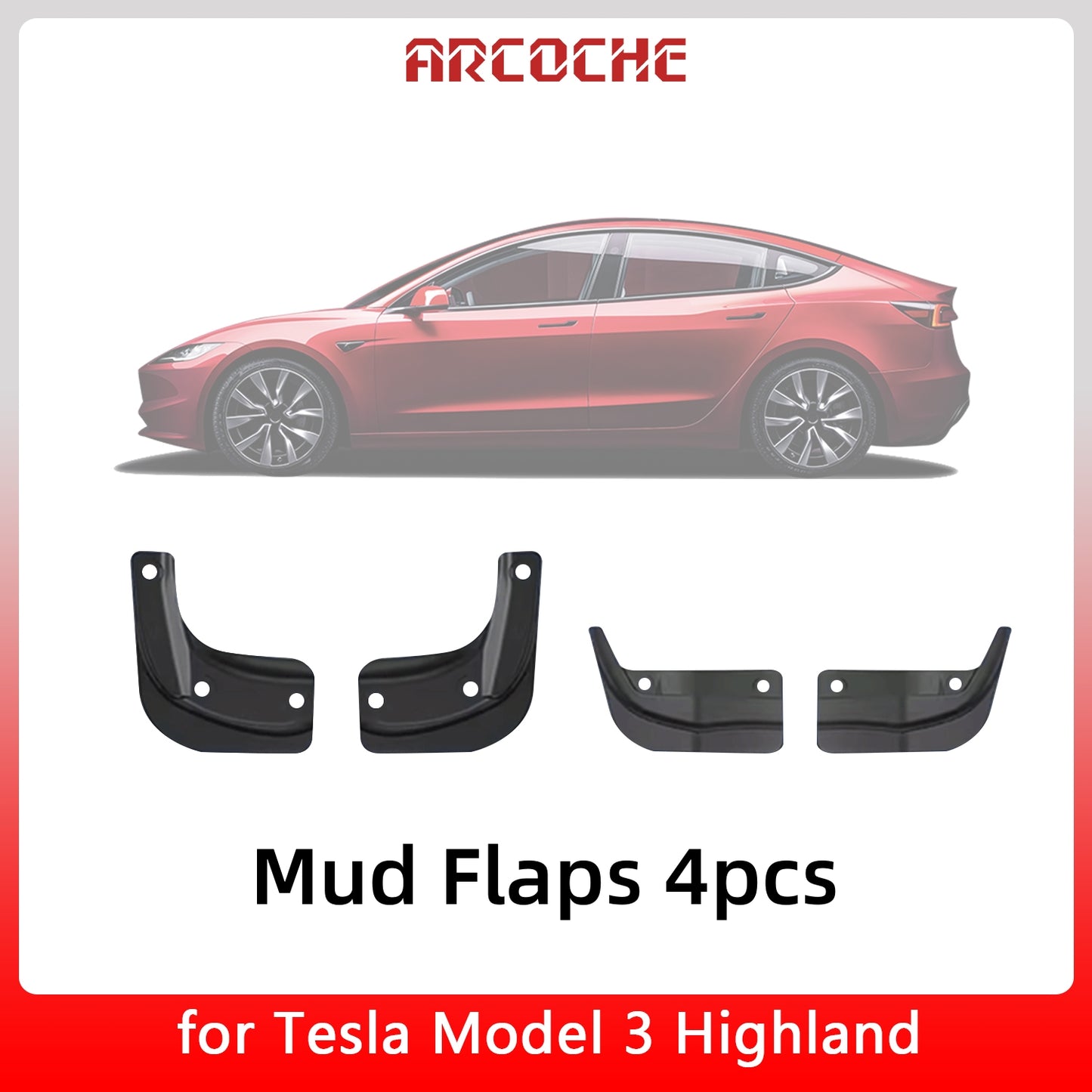 Mud Flaps For Tesla Model 3 Highland 2024 ABS Plastic Mudguards