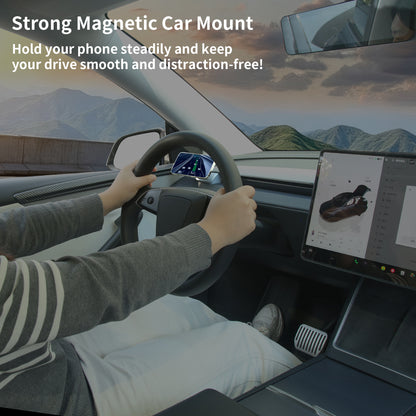 Magnetický držák na telefon s přísavkou pro Magsafe pro rok 2025 2026 Tesla Model Y Juniper Posuvný držák vzduchového ventilu s palubní deskou 2400gf Magnetický držák na iPhone s 360° rotací Použití jednou rukou Bez blokování proudění vzduchu