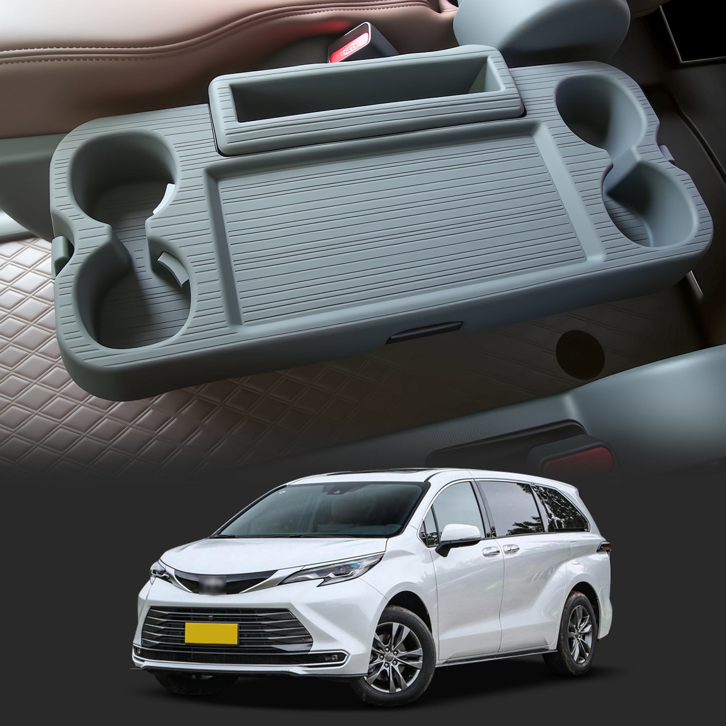 Center Console Table Tray for Sienna 2021 2022 2023 2024 2025,Second Row Seat Silicone Table Plate for Sienna Interior Accessories,Only for Sienna SE XLE XSE