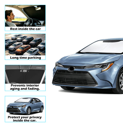 Parasol para parabrisas para Toyota Corolla 2020-2026 L, LE, XLE, SE, XSE, Nightshade/Apex Edition (no para Corolla Cross) bloquea los rayos UV, parasol para ventana delantera