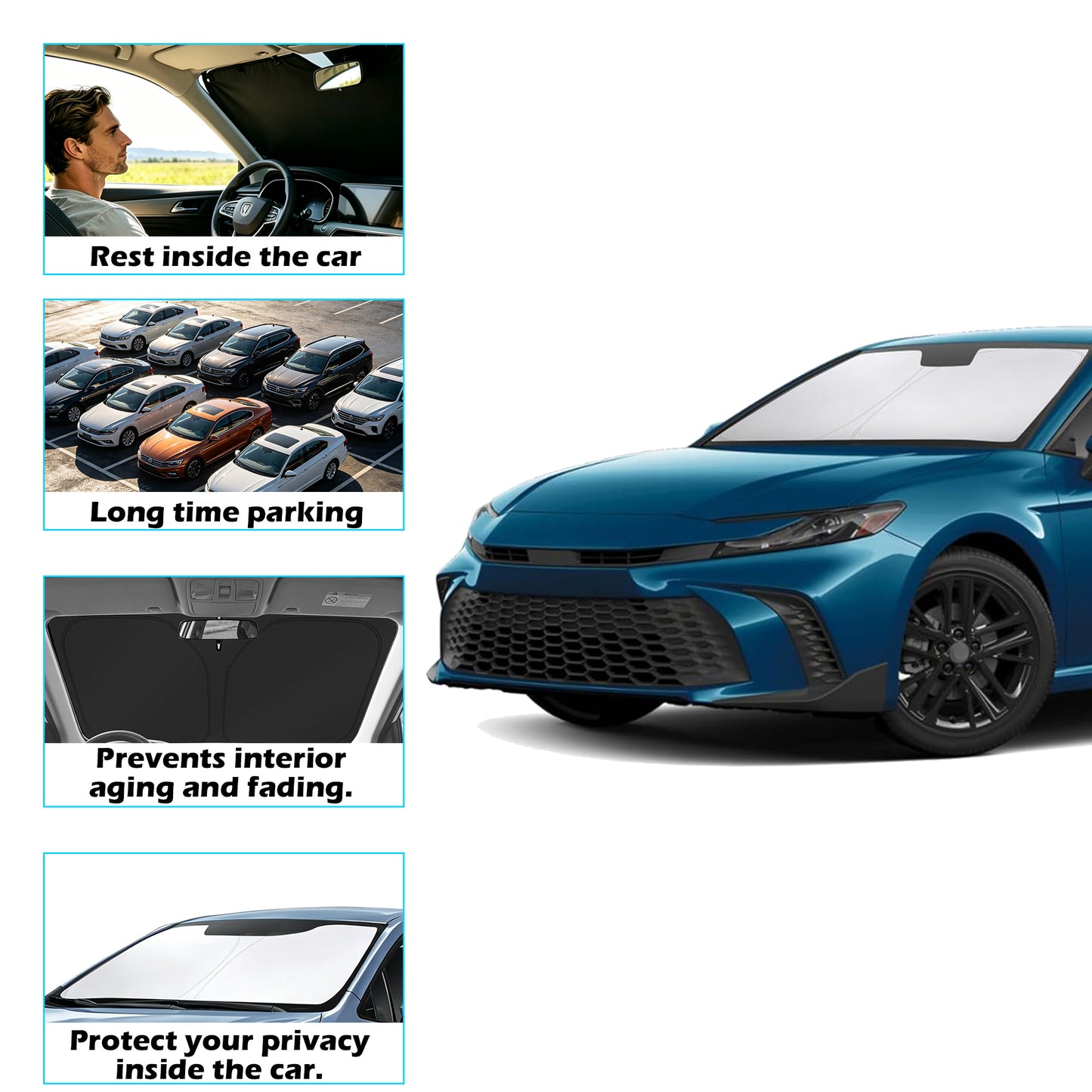 Parasole per parabrezza per Toyota Camry 2025 2026 LE XLE Hybrid SE XSE Accessori Parasole per auto per finestrini anteriori Parasole per parabrezza anteriore &  Copertura parasole per finestrino