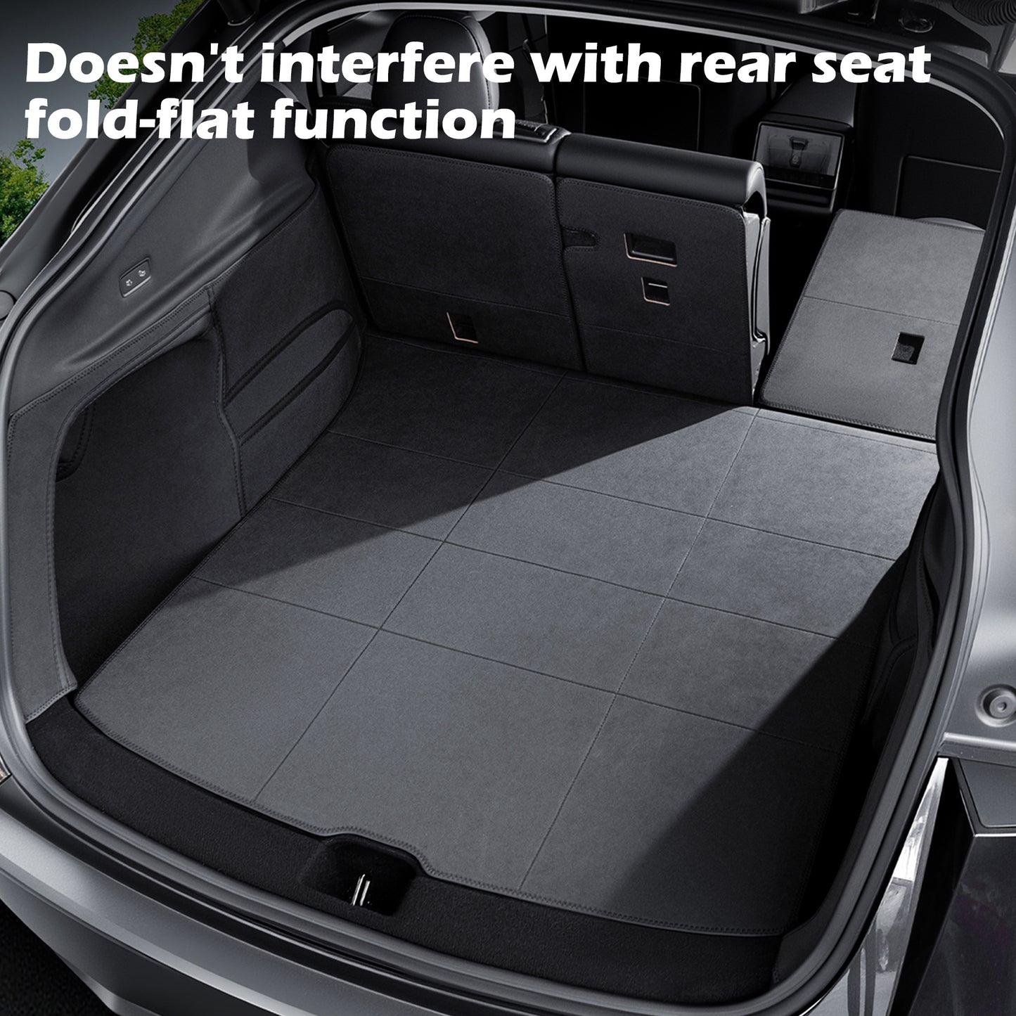 Cargo Liner pro Tesla Model Y Juniper 2025 2026 Rohož do kufru do každého počasí s chrániči zádové opěrky pro Příslušenství Model Y 5 sedadel Ochranné podložky na zadní sedadla proti poškrábání Černá