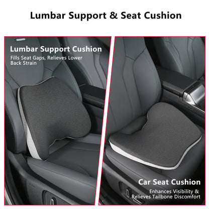 Cojín de asiento de coche, cojines de cuña 2 en 1 o soporte lumbar para conducir, cojín de asiento de espuma viscoelástica extra grande para aliviar el dolor de ciática, cojín de asiento del conductor para coche camión