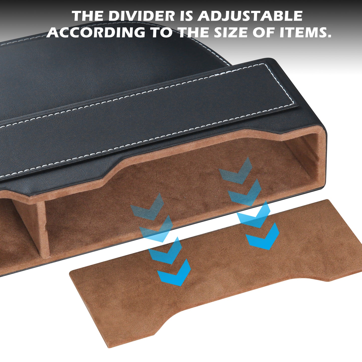 2-Pack Black Obsidian Car Seat Gap Filler - Premium Leather Wrapped Wood Organizer with Flocked Finish Universal Fit for Car SUV Truck Anti-Drop Console Side Storage Interior Accessories