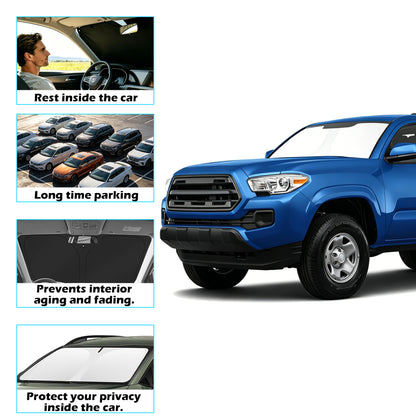 Windshield Sunshade Cover for Toyota Tacoma 2016-2023 Limited 2Door 4Door Pickup Truck Foldable Sun Visor Front Window Sun Shade Blocks UV Rays Car